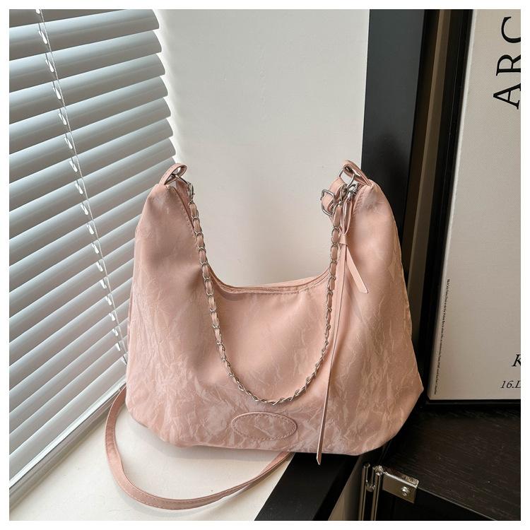 

Korean version of simple commuter tote bag Sen series foreign style soft waxy feeling casual solid color temperament backpack shoulder messenger bag рожевий