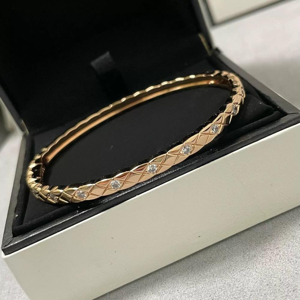 Elegant Diamond Grid Couple Bracelet for Women Simple and Versatile Fashion Jewelry