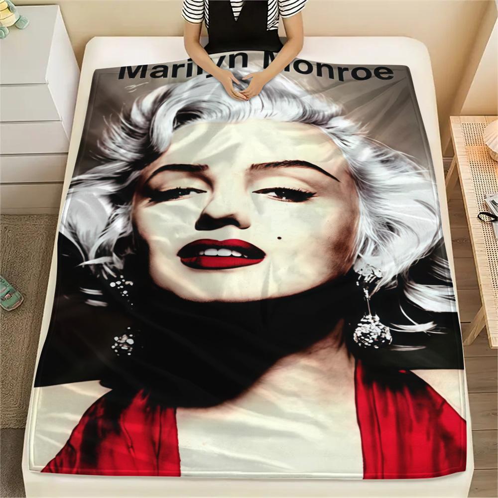 1PC Marilyn Monroe Print FlAannel Blanket, High quality Comfortable for All Seasons, Home Decor, Warmth and Comfort