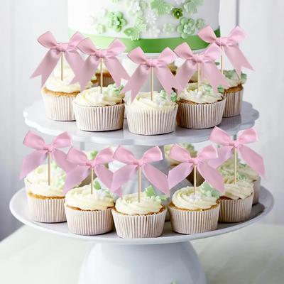 12pcs Pink Bow Cupcake Topper Pink Bow Birthday Decor Coquette Themed Party Decoration Bridal Shower Cake Topper Bow Party Decor