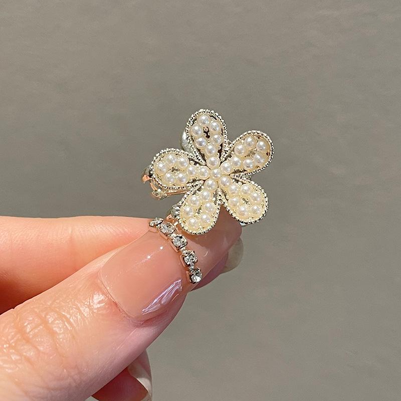 Pearl Rhinaute Small Hair Clip Female Net Celebrity Delicate High Ponytail Clip Korean Advanced Side Broken Hair Clip Headwear