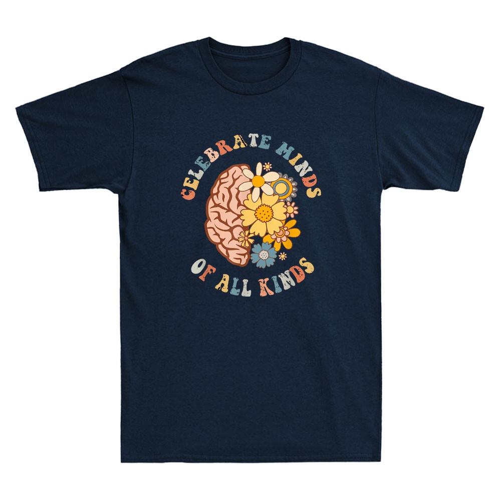 Celebrate Minds Of All Kinds Neurodiversity Autism Funny Vintage Unisex T-shirt L