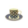 Porcelain Hand Embroidered Blue Color Patterned Authentic 12 Piece Turkish Coffee Cup Set For 6 Persons.