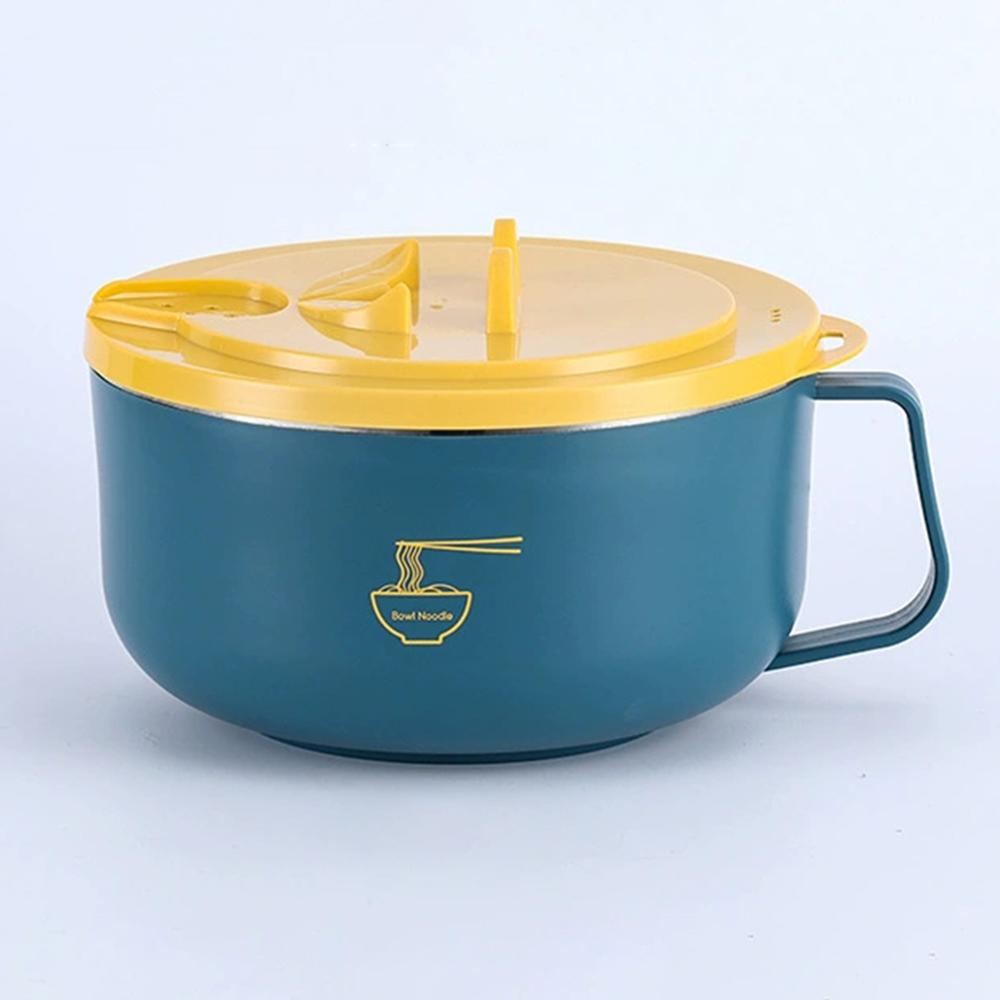 304 Stainless Steel Ramen Bowl with Lid Heat Resistant Noodle Cooker Bowl Instant Noodles Kitchen Tableware Accessory Bowl With