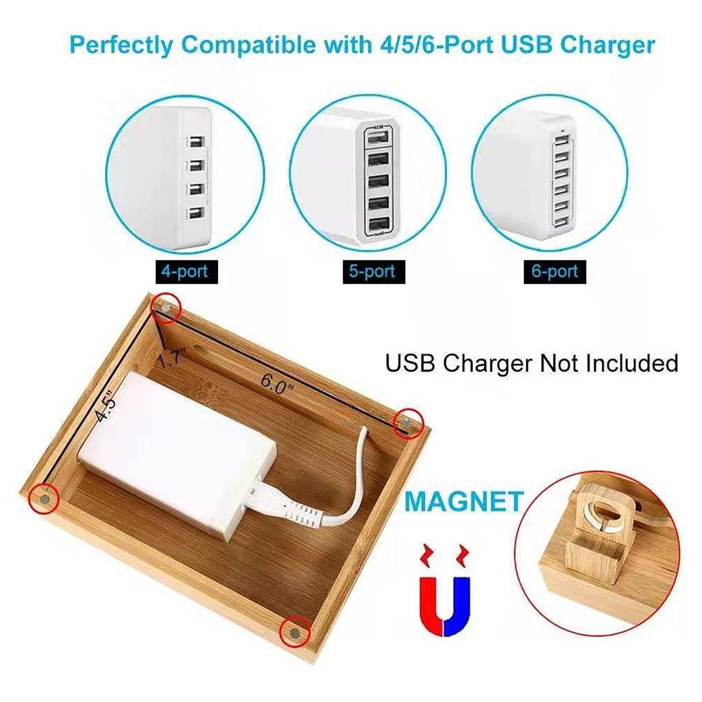 Tablet Station Holder, Cell Phone Station Holder, 3-Shelf Station Holder, Bamboo Watch Holder, Tablet Holder, for