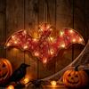 Metal Bat Halloween Decoration Hanging Accent with Loop for Entryway Party Table Display and Home Window Indoor Use