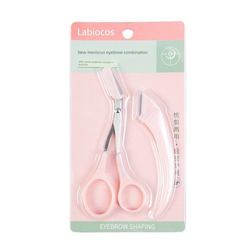 

2025 New Arrival Eye-Brow Knife Eyebrow Scraping Safety Type Eyebrow Blade Import Blade Men Goddess Dedicated Appliances Suit Eyebrow Comb + Crescent Eyebrow Razor Set (Pink)