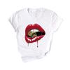 Fashion Women  Red Lip Mouth Print Short Sleeve Casual Top T-Shirt Blouse