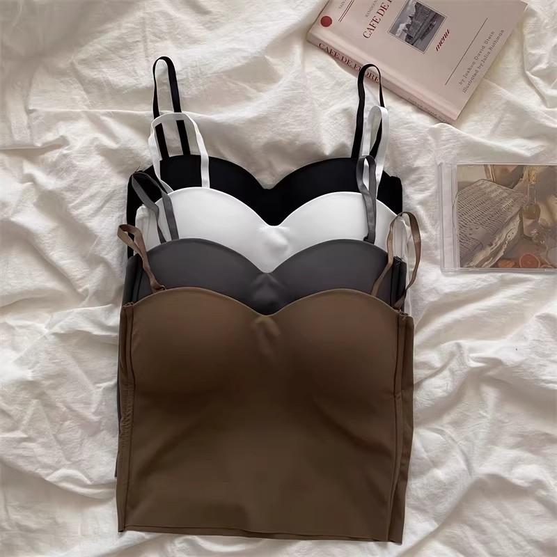 Ice silk sling vest inner anti-light with chest pad integrated tube top, beauty back underwear, bra, summer backing top