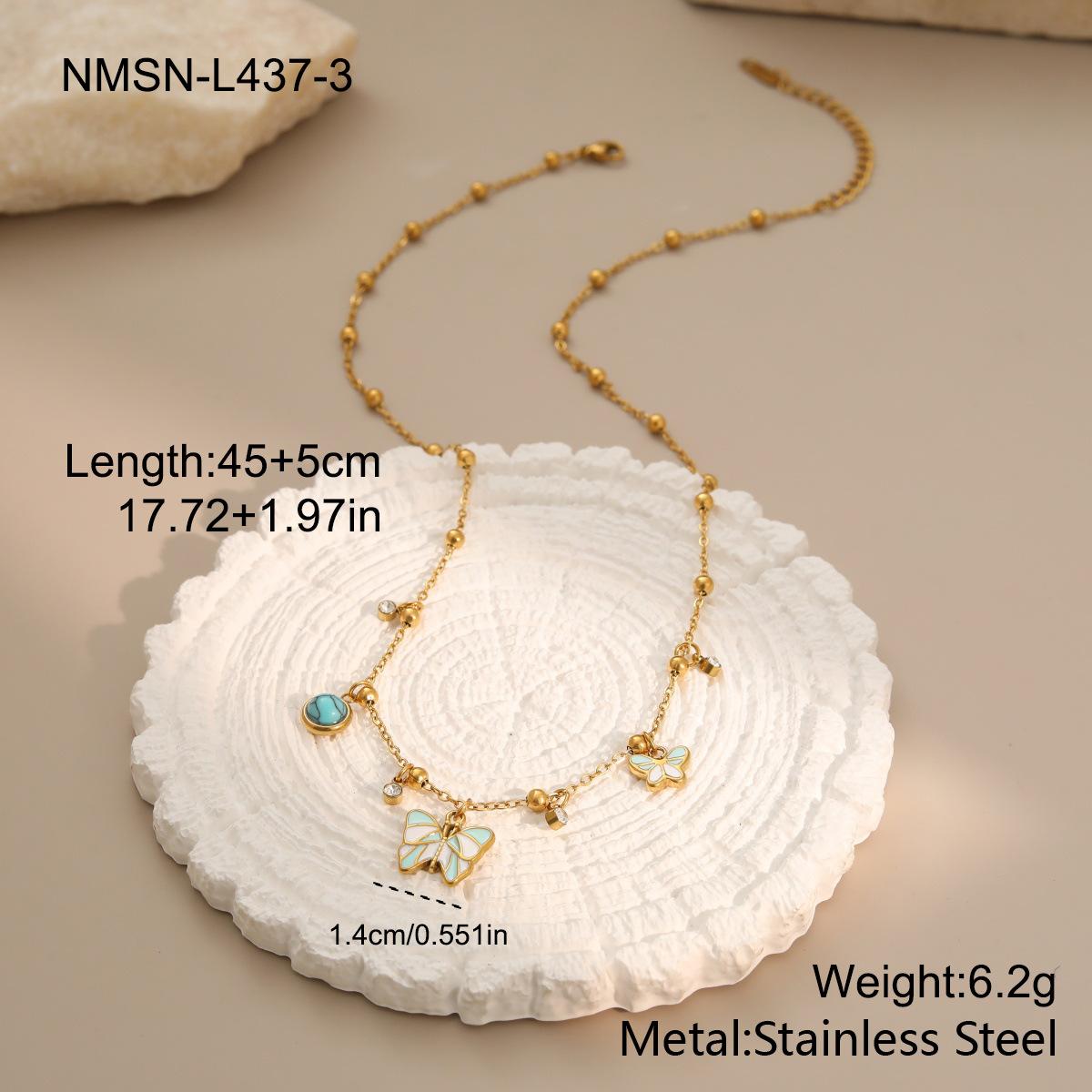 GEMCHIC Women s Stainless Steel Natural Stone Butterfly Necklace Fashion Elegant Minimalist Choker