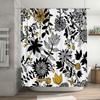 Black White Yellow Floral Printed Bath Shower Curtain Waterproof Home Decor 180x243cm Size Customizable Polyester Fabric for Bat