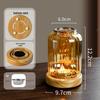 Solid Wood Glass Atmosphere Lamp & Candle Holder with High Transparency Incense Burner for Wax