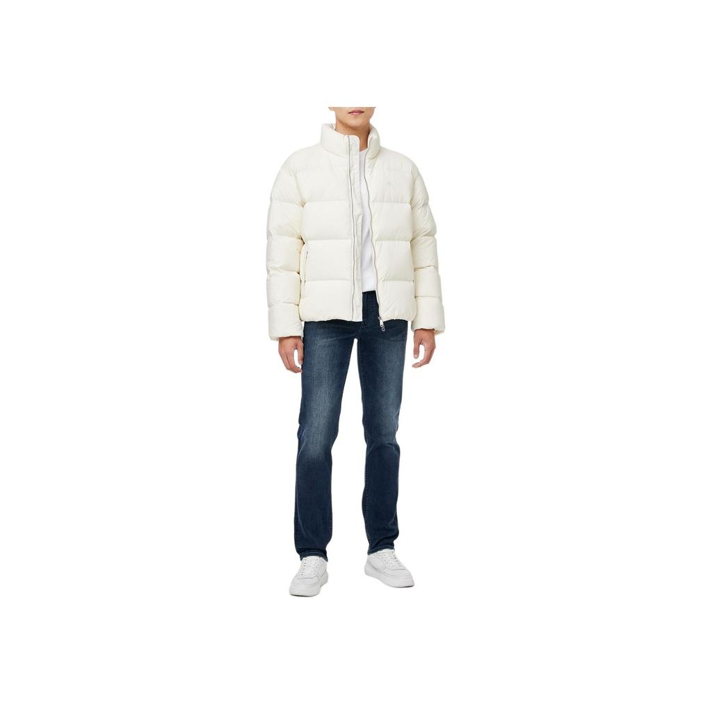 Calvin Klein Solid Color Loose Fit Stand Collar Zipper Down Long Sleeve Jacket Men Jacket White J400469YBI