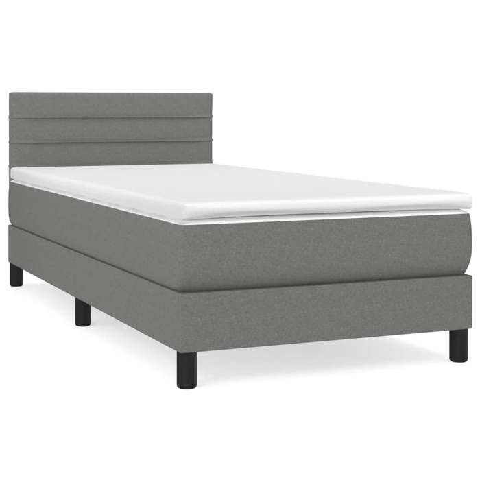 Maison Exclusive - Sommier à lattes de lit avec matelas Gris foncé 100x200cm Tissu