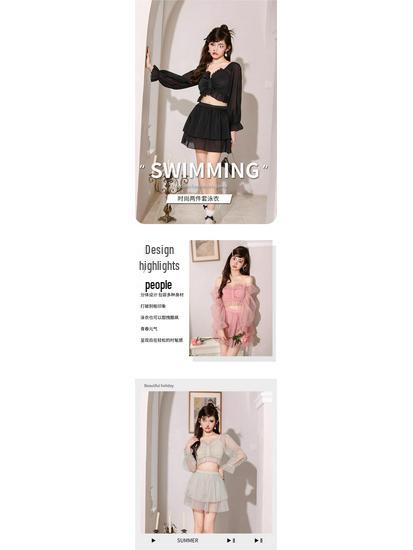 2024 Women's Long Sleeve Split Swimsuit: Advanced Fresh Style Two-Piece Summer Set