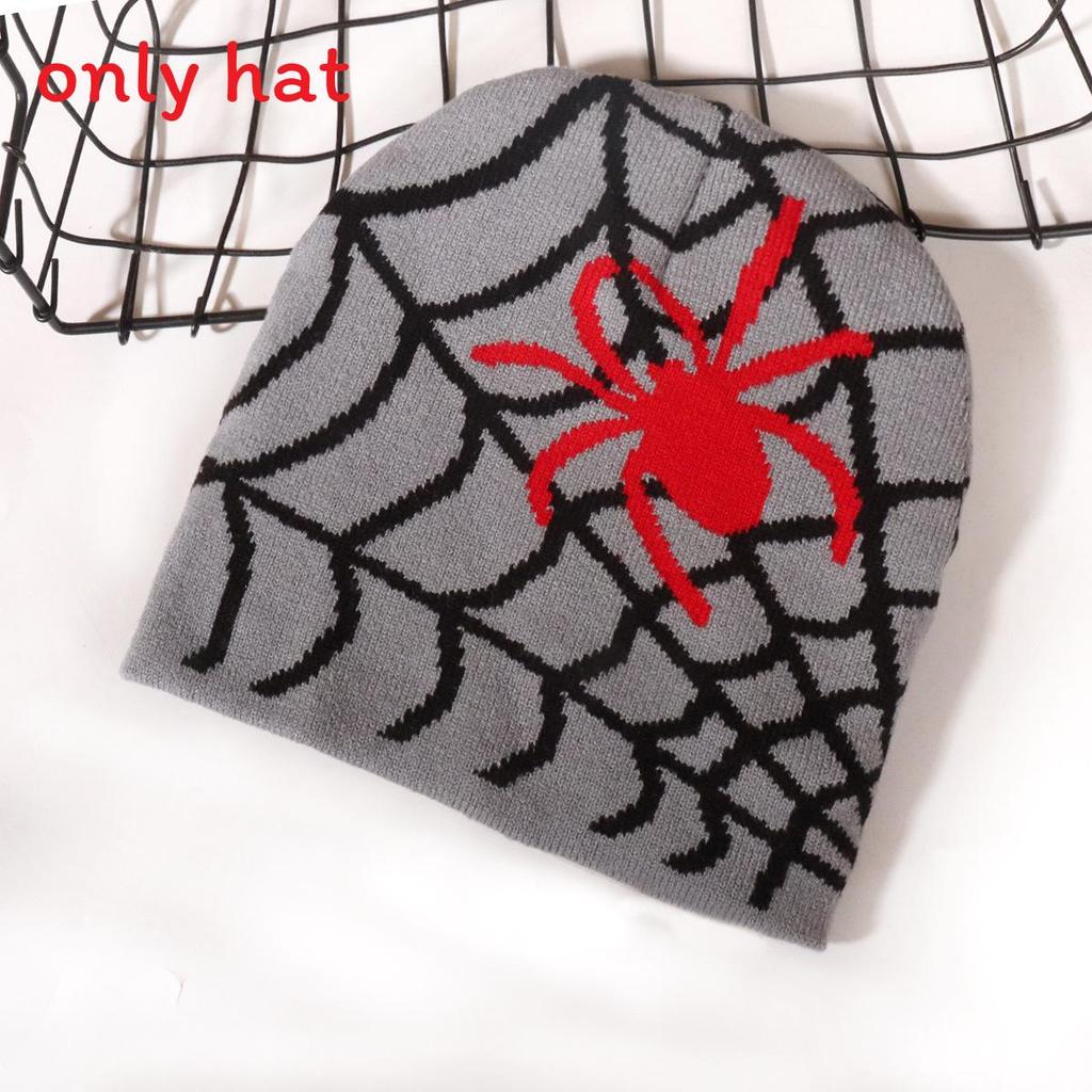 Spider Pattern Knit Beanie For Men And Women Warm Streetwear Fashion 2023
