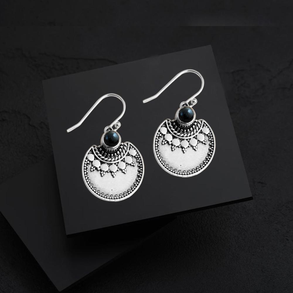 Black Onyx Gemstone Handmade Dangle Earring 925 Sterling Silver Solid Jewelry C477