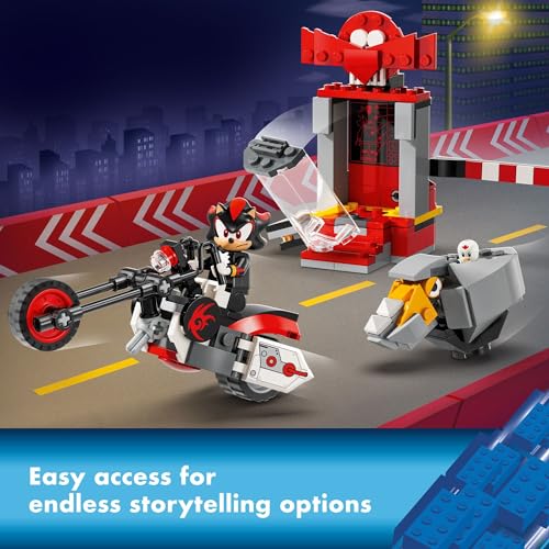 LEGO Sonic the Hedgehog Shadow the Hedgehog Escape Building Set, Motorcycle Toy, Video Game Character Figure, Kids' Sonic Toy, Gamer Gift, Ages 8+, 76