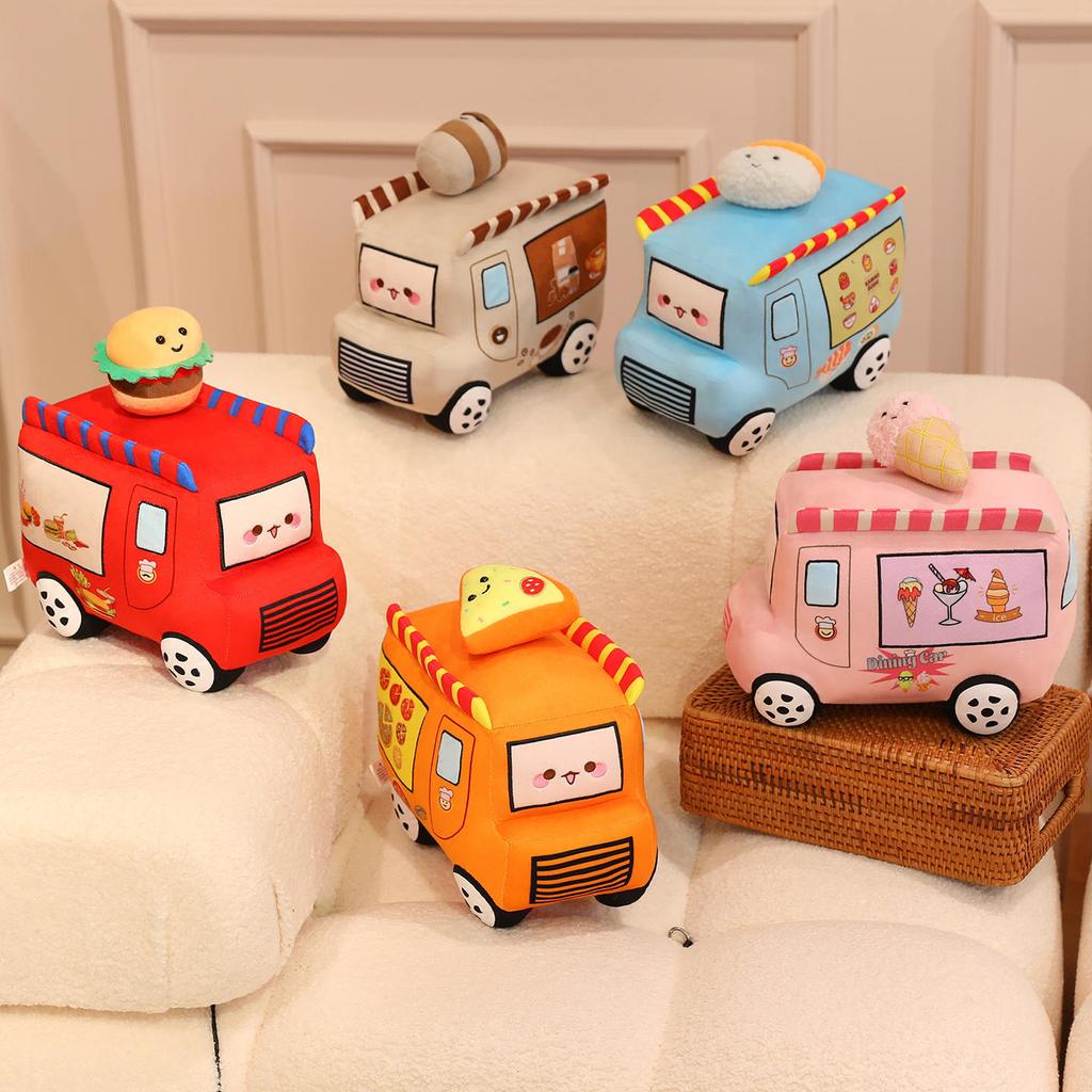 Cute Fun Dining Car Doll Simulation Hamburger Pizza Ice Cream Car Plush Toy Doll Children's Pillow
