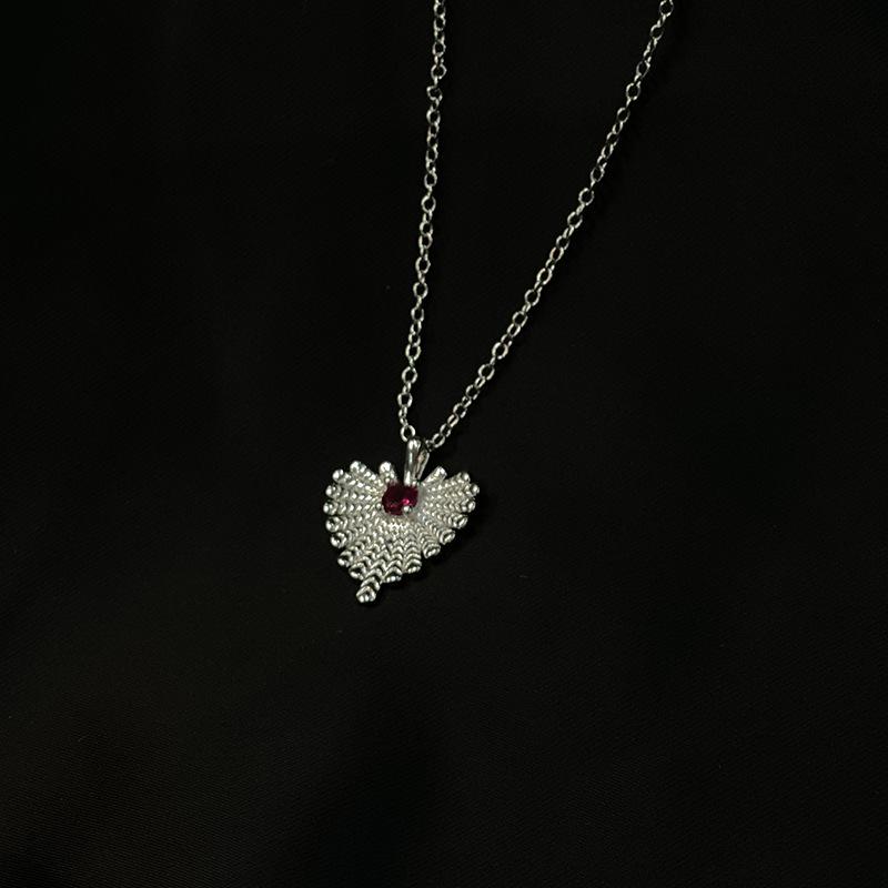 Sweet Princess Style Silver Asymmetrical Bow Necklace Slightly Inlaid Pink Treasure Sweet Premium Clavicle Chain Female