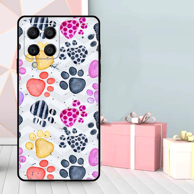 Animal Dog Paw Prints Case For Samsung Galaxy M35 M56 M12 M06 M32 M52 M55 M15 M11 M13 M14 M16 M36 M31 M53 M34 M54