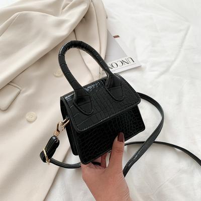 Newest Mini Tote Bagcrocodile Pattern Flip Messenger Crossbody Bag Female Simple Shoulder Bag Small Square Lady Handbag