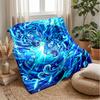 Blue Tigers In Flames Blanket Personalized Name Flannel Blanket Soft Cozy Plush Throw for Sofa Bed Lightweight Home Decor