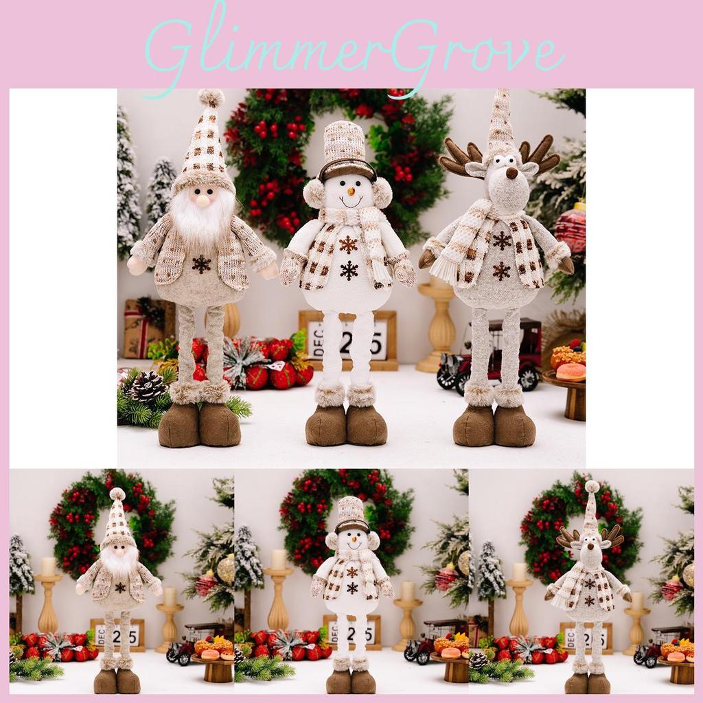 Charming European Style Stretchable Doll Figurine For Christmas Snowman Reindeer And Elderly Decor