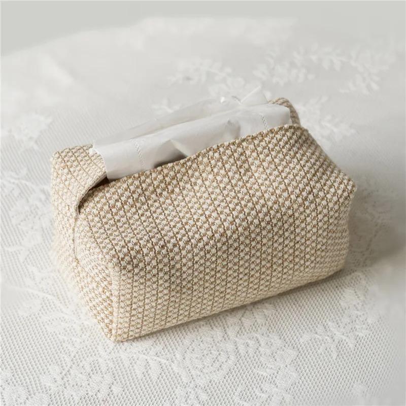 Vintage Aesthetic Tissue Box Container Embroidery Japanese Napkin Holder Portable Toilet Paper Holders Kitchen Organization