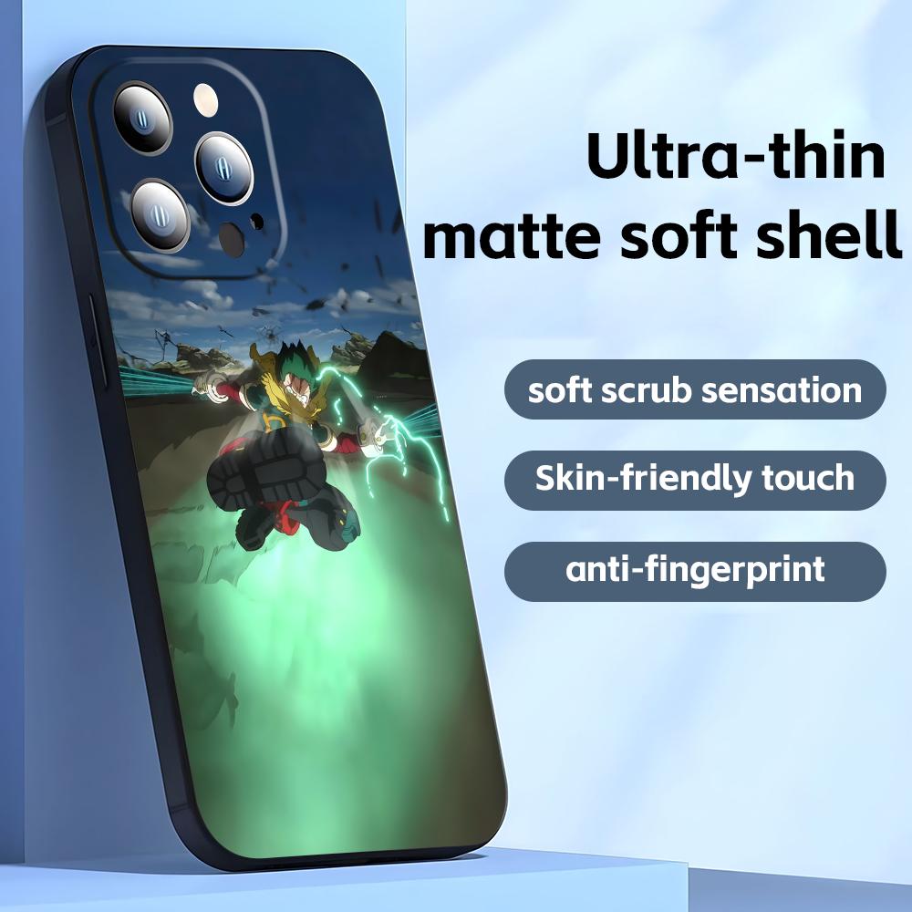 Phone Case For iPhone 16 16e 15 14 13 12 11 Plus Mini Pro Max Deku My Hero Academia  Soft black Shockproof Cover