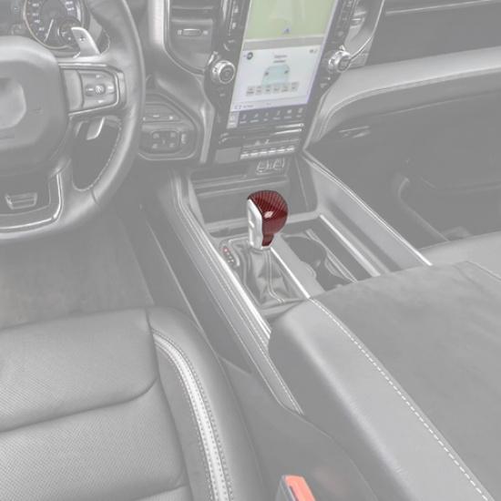 For Dodge Ram 1500 -2026 Red Carbon Fiber Gear Lever Shift Knob Cover Trim2*