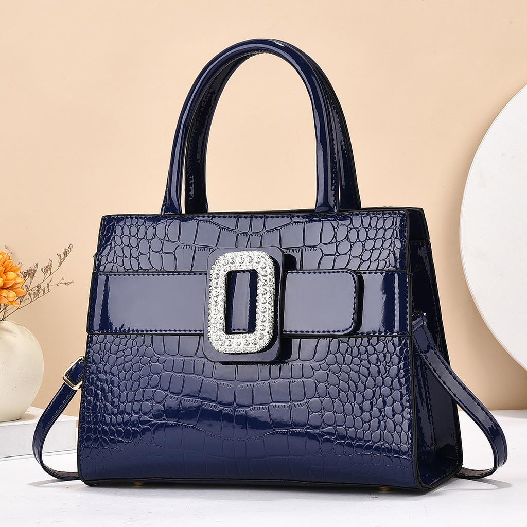 Large Capacity Women's Crossbody Bag High-quality Handbag Commuter Shoulder Bag Trendy Bright Leather Hardness Zipper Closure