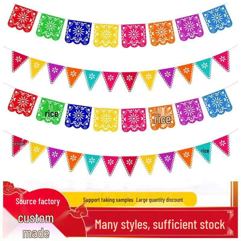 Day of the Dead Colorful Piñata Banner with Mexican Flag Design