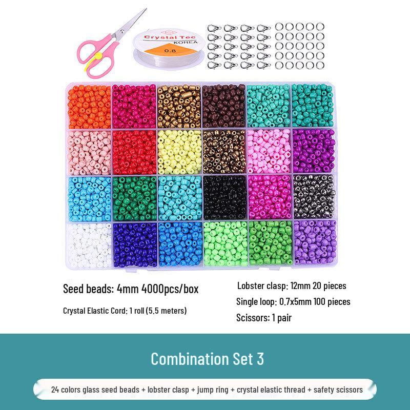 

Набор для изготовления ожерелья и браслета из стекляруса 24 цветов с застежкой-лобстером