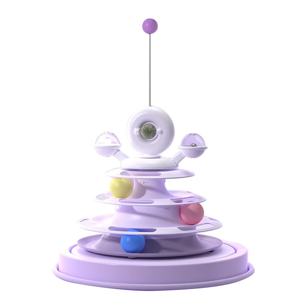 Interactive Cat Toy 3 Ball Tracks Safe Durable Anti Slip Easy Assembly Rotating Kitten Toy for