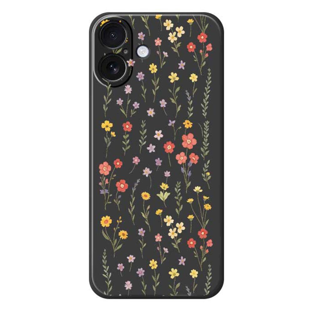 For iPhone 17 Case Flowers and Grass Pattern Printing Straight Edge TPU Phone Back Cover