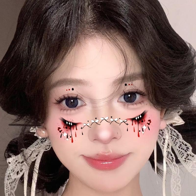 10 Stück Halloween Vampir Fledermaus Falsche Sommersprossen Temporäre Tattoo Aufkleber Für Kind Frau Heißfolienprägung Sommersprossen Make-up Party Gesichts-Make-up