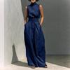 Women's Sleeveless High Neck Top and Wide Leg Pants Two Piece Set Casual Summer Outfit