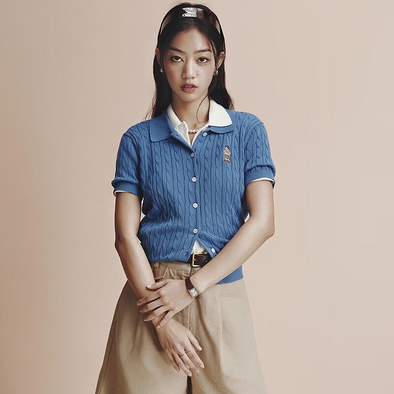 Teenie Weenie Kabelstrick-Cardigan mit Bärenstickerei