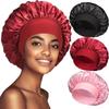 Nuevo gorro de dormir de ala ancha de satén liso para mujer, unisex, con banda elástica, para el cuidado del cabello, para la noche