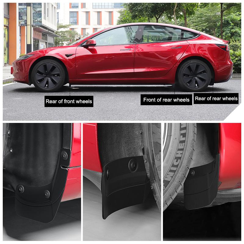 Mud Flaps for Tesla Model 3 Highland 2024 Splash Guards Mud Flaps Front Rear Wheel Fenders Splash Guards No Drilling Required