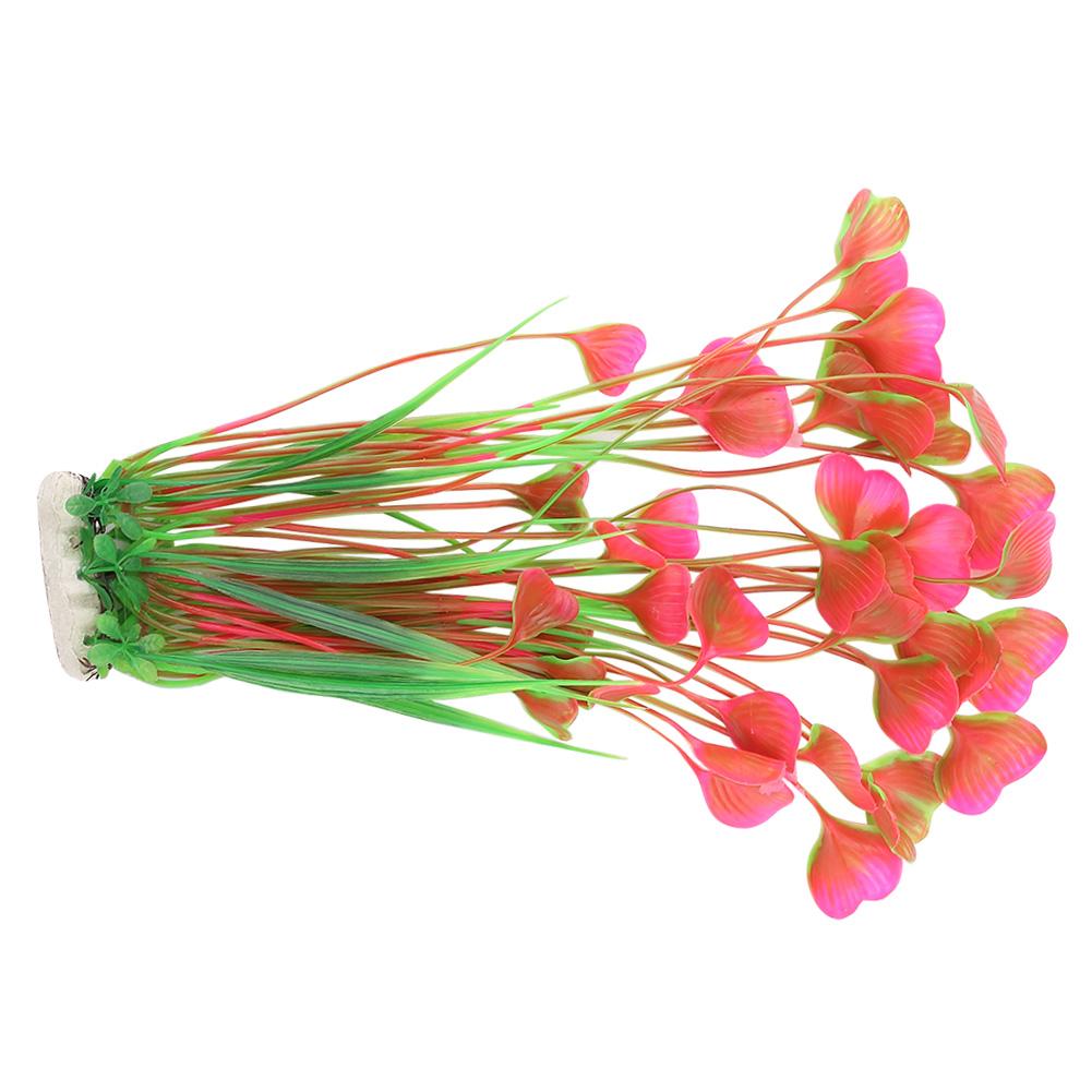 Plastic Vivid Artificial Water Plant Ornament for Aquarium Underwater Fish Tank Garden Pink