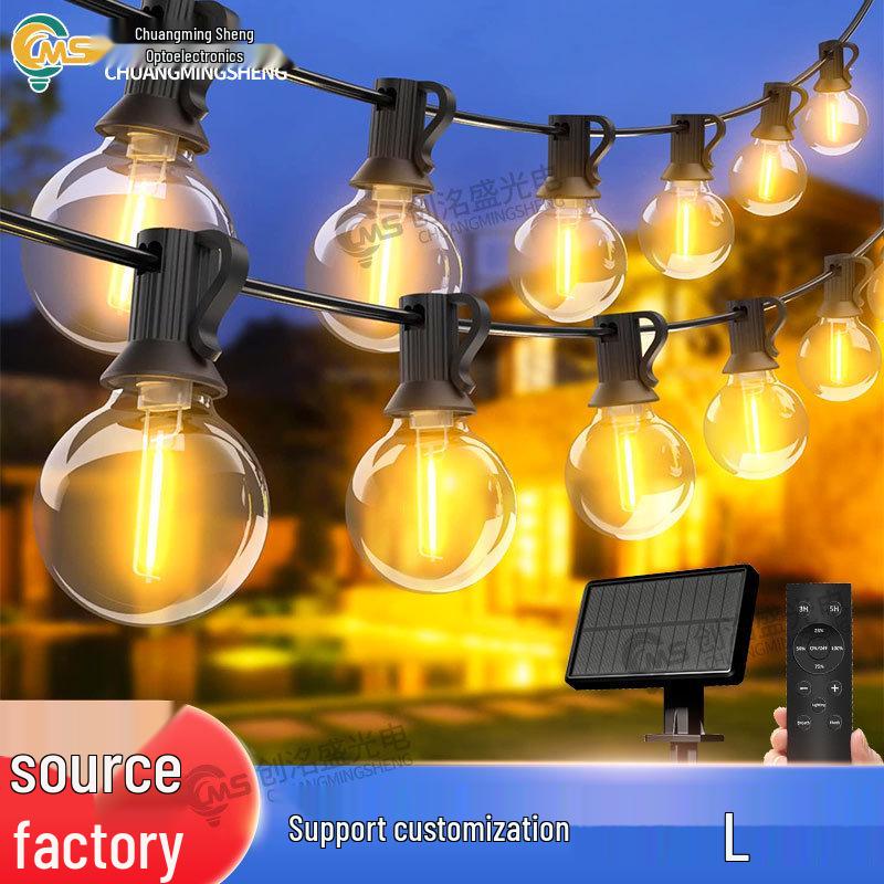 

G40 Солнечные Диммируемые Светодиодные Гирлянды для Кемпинга и Украшения Двора, Водонепроницаемые Большие Круглые Шары Solar Dimmable 50FT 25 bulbs (1 spare bulb)