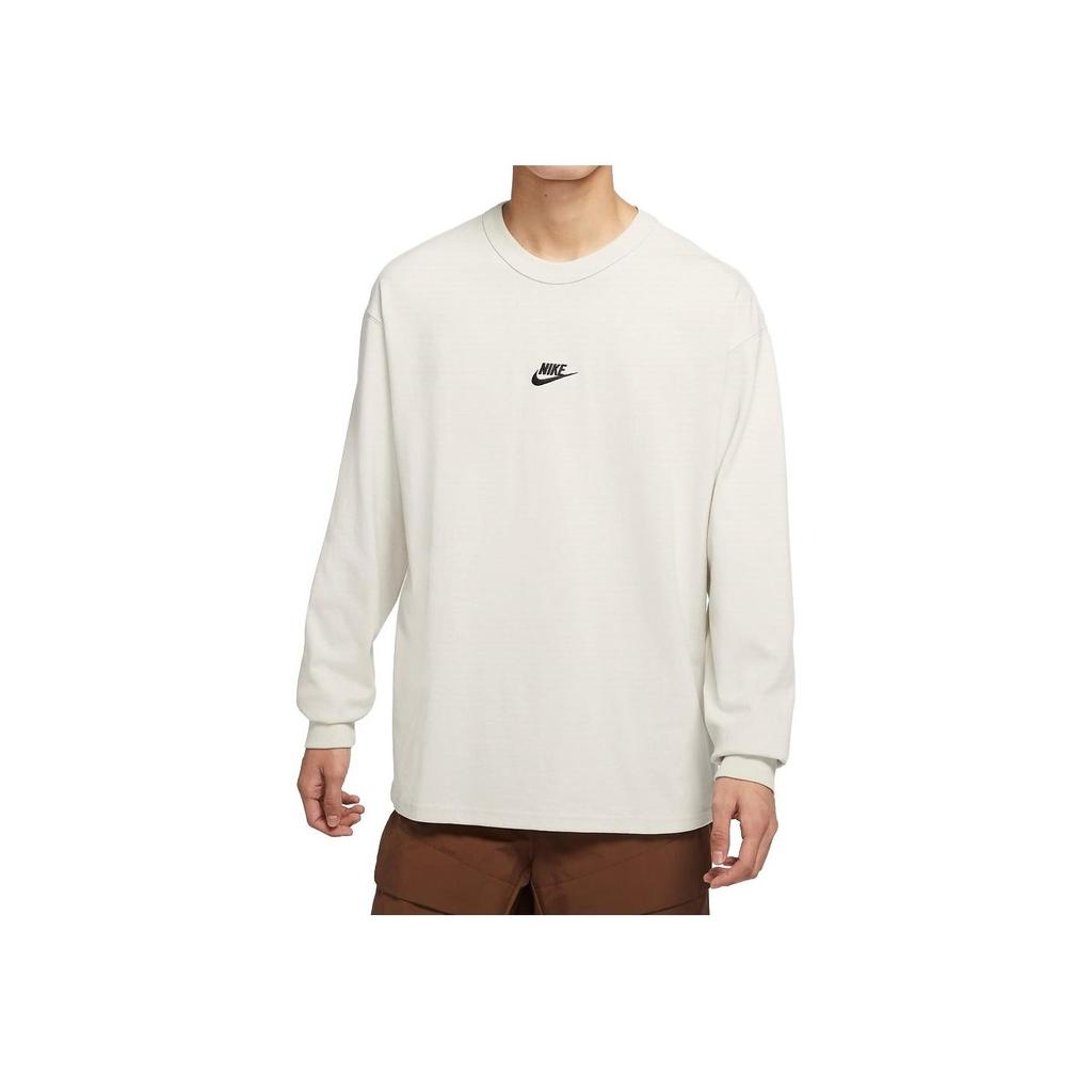Nike Sportswear Premium Essentials Solid Crew Neck Pullover Long Sleeve T-Shirt Men Tops White DO7391-072