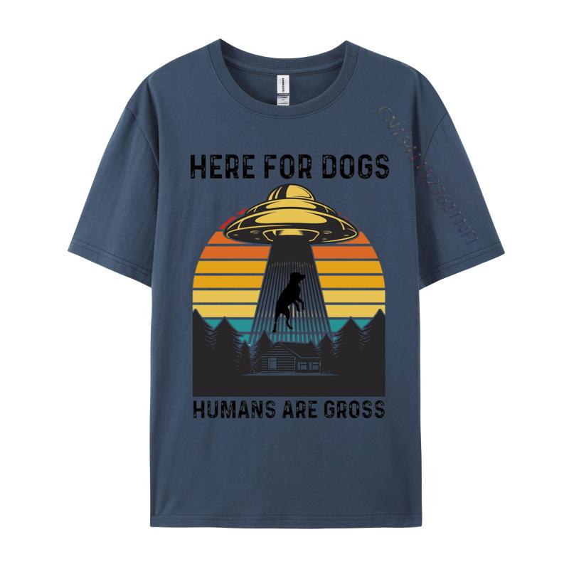 Here For The Dogs T-shirt Pure Cotton s Tops T Shirt Printed Tshirts Fitness Tight Tops & Tees Prevailing Round Neck