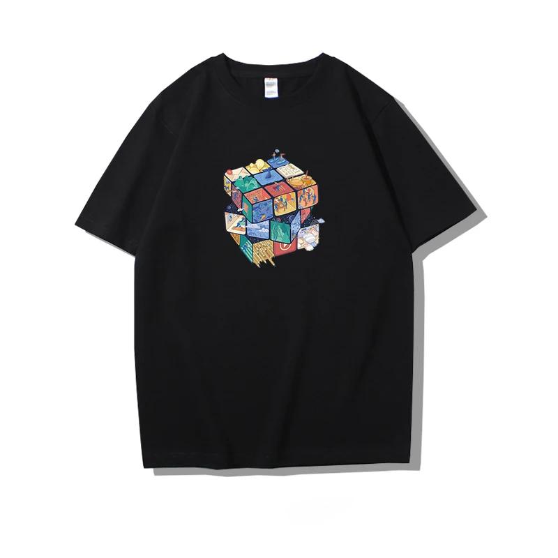 Summer Original Rubik's Pattern Printed 100% Cotton Men And Women Clothing for Casual T Shirt Fashion Trend T-Shirt