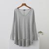 Plus Size V-Neck Batwing Sleeve High-Low Modal Top for Women