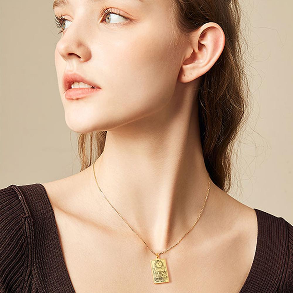 LIKGREAT Tarot Card Necklace Major Arcana Tarots Stainless Steel Necklaces Divination Jewelry Birthday Gift for Women Men
