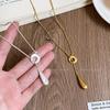 2025 Matte Silver Brushed Teardrop Necklace: Women's Long Retractable Fashion Accessory with Simple, Unique Design