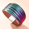 Mixed Color Multilayer Women Bracelet Handmade Leather Bracelet for Women Magnet Buckle Wide Bracelet Fashiion Jewelry